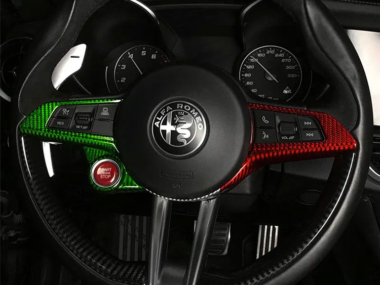 Alfa Romeo Giulia Steering Wheel Trim - Carbon Fiber - Center Trim Piece - Italian Theme - QV Model